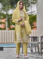 Organza Yellow Eid Wear Embroidery Work Pakistani Suit